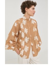 Koszula koszula bawełniana damska kolor beżowy regular ze stójką - Answear.com Bruuns Bazaar