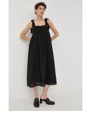 Sukienka sukienka bawełniana kolor czarny midi rozkloszowana - Answear.com Bruuns Bazaar