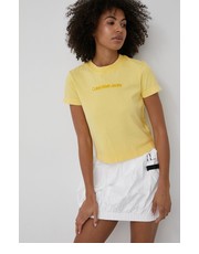 Bluzka t-shirt bawełniany kolor żółty - Answear.com Calvin Klein Jeans