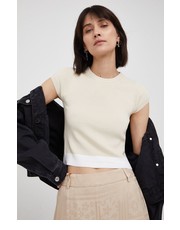 Bluzka t-shirt damski kolor beżowy - Answear.com Calvin Klein Jeans