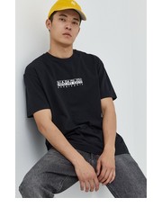 T-shirt - koszulka męska t-shirt bawełniany kolor czarny z nadrukiem - Answear.com Napapijri