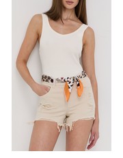 Spodnie szorty damskie kolor beżowy gładkie high waist - Answear.com Liu Jo