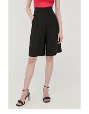 Spodnie szorty z domieszką lnu damskie kolor czarny gładkie high waist - Answear.com Liu Jo