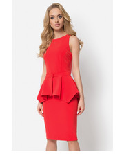 sukienka Czerwona sukienka z baskinką - BlackOrWhite.pl