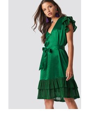 sukienka Sukienka z brokatowymi falbankami - NA-KD.com