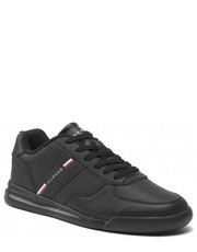 Półbuty męskie Sneakersy  - Lightweight Lea Sneaker Stripes FM0FM04016 Black BDS - eobuwie.pl Tommy Hilfiger