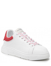 Mokasyny męskie Sneakersy  - X4X264 XN191 A041 White/Red - eobuwie.pl Emporio Armani