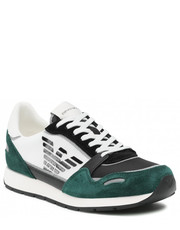 Mokasyny męskie Sneakersy  - X4X537 XM678 Q827 Green/Black/Off Wht - eobuwie.pl Emporio Armani