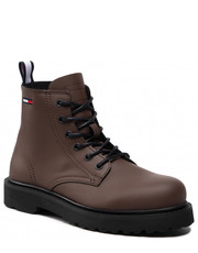 Trapery męskie Trapery  - Short Lace Up Leather Boot EM0EM01040 Truffle Brown GT7 - eobuwie.pl Tommy Jeans