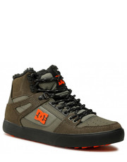 Mokasyny męskie Sneakersy  - Pure High-Top Wc Wnt ADYS400047 Dusty Olive/Orange(Doo) - eobuwie.pl Dc