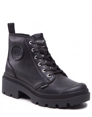 Oficerki damskie Trapery  - Pallabase Leather 96905-001-M Black/Black - eobuwie.pl Palladium