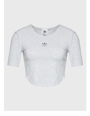 Bluzka T-Shirt Crop Loungewear HL9130 Szary Regular Fit - modivo.pl Adidas