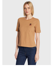 Bluzka T-Shirt Monogram WW0WW37433 Brązowy Regular Fit - modivo.pl Tommy Hilfiger