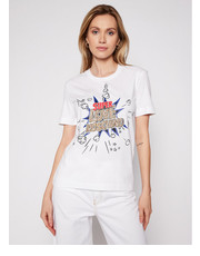 Bluzka T-Shirt W4H0608M 3876 Biały Regular Fit - modivo.pl Love Moschino