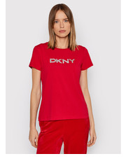 Bluzka T-Shirt P1MRHDNA Czerwony Regular Fit - modivo.pl Dkny