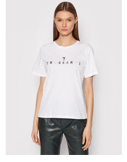 Bluzka T-Shirt Embroidery Logo 56T00484 Biały Regular Fit - modivo.pl Trussardi