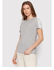 Bluzka adidas T-Shirt Loungewear Essentials 3-Stripes GL0785 Szary Slim Fit - modivo.pl Adidas Performance