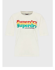 Bluzka T-Shirt Vintage Cali Stripe W1010847A Écru Regular Fit - modivo.pl Superdry