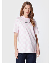 Bluzka T-Shirt Checker DW0DW14334 Różowy Oversize - modivo.pl Tommy Jeans