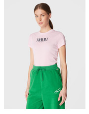 Bluzka T-Shirt Baby Essential Logo DW0DW14378 Różowy Slim Fit - modivo.pl Tommy Jeans