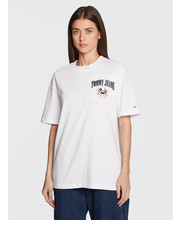 Bluzka T-Shirt DW0DW14384 Biały Oversize - modivo.pl Tommy Jeans