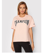 Bluzka T-Shirt Collegiate Logo 114526 Różowy Oversize - modivo.pl Champion