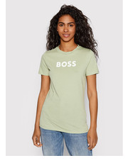 Bluzka T-Shirt Logo-Print Zielony Regular Fit - modivo.pl Boss