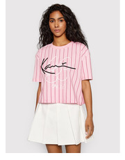 Bluzka T-Shirt Signature Pinstripe 6130385 Różowy Relaxed Fit - modivo.pl Karl Kani