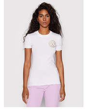 Bluzka T-Shirt Vemblem 73HAHT06 Biały Slim Fit - modivo.pl Versace Jeans Couture