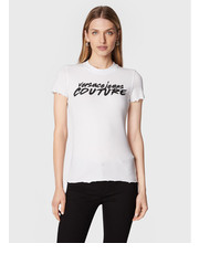 Bluzka T-Shirt Logo Brush 73HAHT15 Biały Regular Fit - modivo.pl Versace Jeans Couture