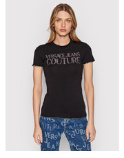 Bluzka T-Shirt 73HAHT02 Czarny Regular Fit - modivo.pl Versace Jeans Couture