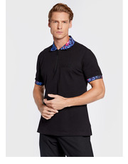 T-shirt - koszulka męska Polo 73GAGT12 Czarny Regular Fit - modivo.pl Versace Jeans Couture
