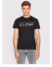 T-shirt - koszulka męska T-Shirt Logo 73GAHF05 Czarny Regular Fit - modivo.pl Versace Jeans Couture