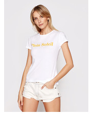 Bluzka T-Shirt Plein Soleil 2019-DRV-001_WY Biały Slim Fit - modivo.pl Drivemebikini