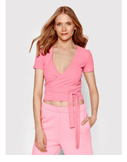 Bluzka Bluzka Dominica Wrap Różowy Skinny Fit - modivo.pl Americanos