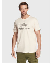 T-shirt - koszulka męska T-Shirt Basic 118505 Beżowy Regular Fit - modivo.pl Alpha Industries