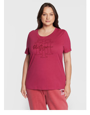 Bluzka T-Shirt Script Logo WW0WW34320 Różowy Regular Fit - modivo.pl Tommy Hilfiger Curve