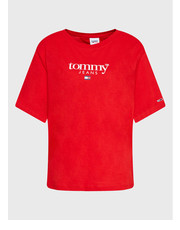 Bluzka T-Shirt Essential Logo DW0DW14559 Czerwony Regular Fit - modivo.pl Tommy Jeans Curve