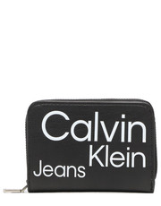 Portfel Mały Portfel Damski Sleek Med Zip W/Flap Aop K60K610100 Czarny - modivo.pl Calvin Klein Jeans