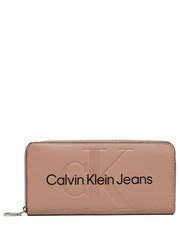 Portfel Duży Portfel Damski Sculpted Zip Around Mono K60K610358 Różowy - modivo.pl Calvin Klein Jeans