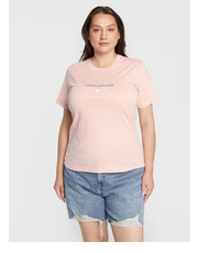Bluzka Plus T-Shirt J20J217518 Różowy Regular Fit - modivo.pl Calvin Klein Jeans
