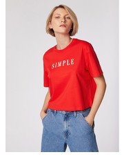 Bluzka Simple T-Shirt TSD501 Czerwony Cropped Fit - modivo.pl SIMPLE