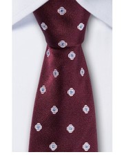 krawat Jedwabny krawat w kolorze bordo z żakardowym wzorem - yoos.pl