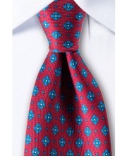 krawat Czerwony krawat w chabrowe kwiatki 1310 - yoos.pl