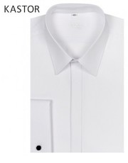 koszula męska Biała koszula slim na spinki  - 176/182 - yoos.pl