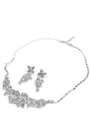 komplet biżuterii Komplet naszyjnik kolczyki srebro kryształki kwiaty - Missebo.pl