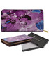 Portfel EVANGARDA Lakierowany fioletowy portfel damski w kwiatowy wzór PURPLE