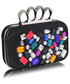 Torebka EVANGARDA Czarna torebka wizytowa szkatułka z kolorowymi kryształkami