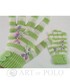 Rękawiczki EVANGARDA Zielono-białe rękawiczki damskie z haftowanymi kwiatkami i guziczkami