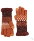 Rękawiczki EVANGARDA Rudo-brązowe rękawiczki damskie z gwiazdkami i futerkiem